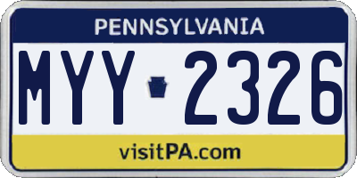 PA license plate MYY2326