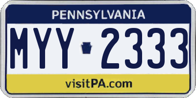 PA license plate MYY2333