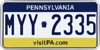PA license plate MYY2335