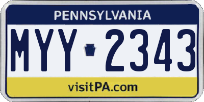 PA license plate MYY2343
