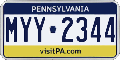 PA license plate MYY2344