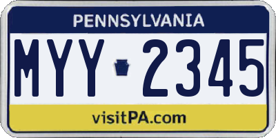 PA license plate MYY2345