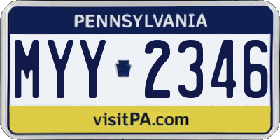 PA license plate MYY2346