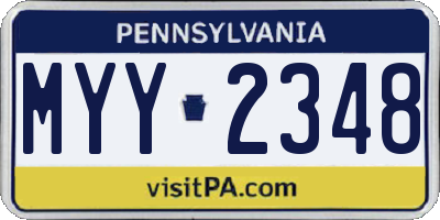 PA license plate MYY2348