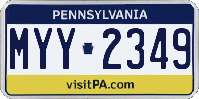 PA license plate MYY2349