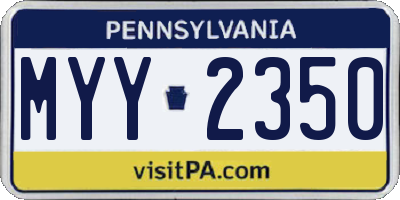 PA license plate MYY2350