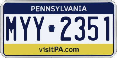PA license plate MYY2351