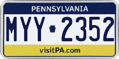 PA license plate MYY2352