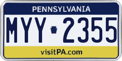 PA license plate MYY2355