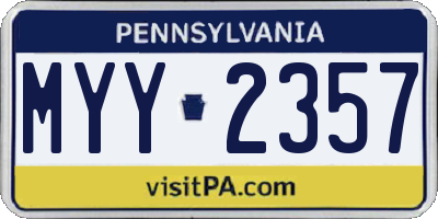 PA license plate MYY2357
