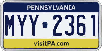 PA license plate MYY2361