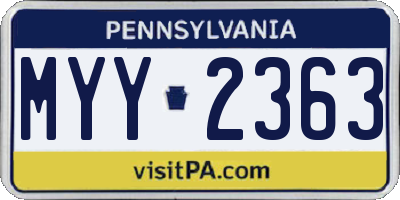 PA license plate MYY2363