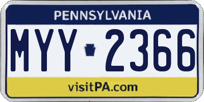 PA license plate MYY2366