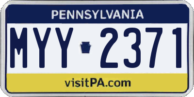 PA license plate MYY2371