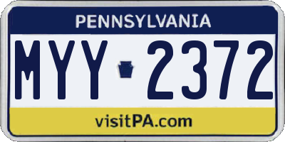 PA license plate MYY2372