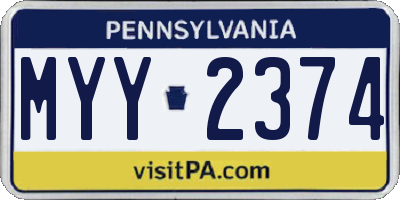 PA license plate MYY2374