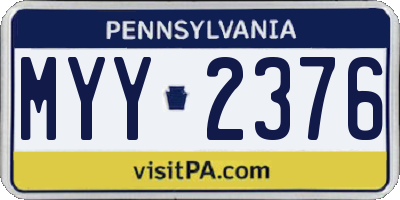 PA license plate MYY2376