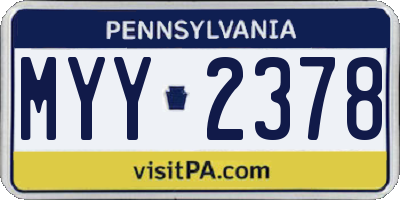 PA license plate MYY2378