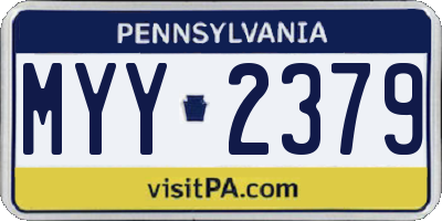PA license plate MYY2379