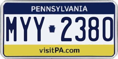 PA license plate MYY2380