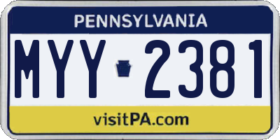 PA license plate MYY2381
