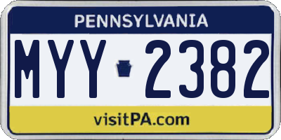 PA license plate MYY2382
