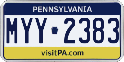 PA license plate MYY2383