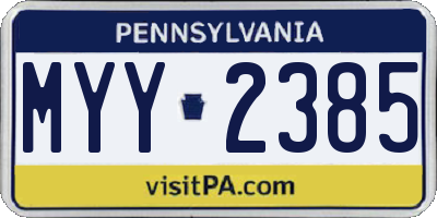 PA license plate MYY2385