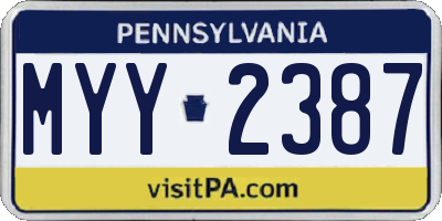 PA license plate MYY2387