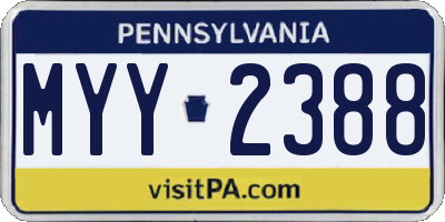 PA license plate MYY2388