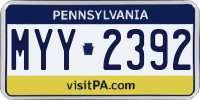 PA license plate MYY2392