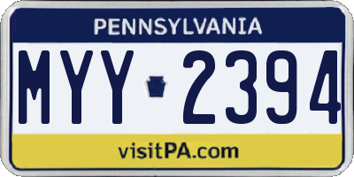 PA license plate MYY2394