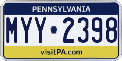 PA license plate MYY2398
