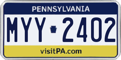 PA license plate MYY2402