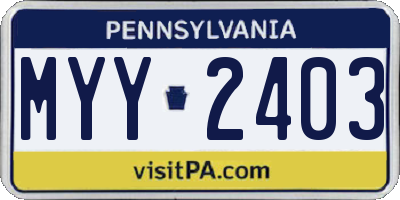 PA license plate MYY2403