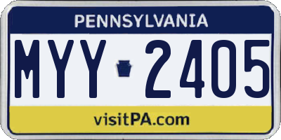PA license plate MYY2405