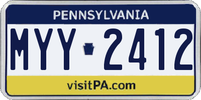 PA license plate MYY2412