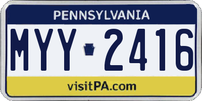 PA license plate MYY2416
