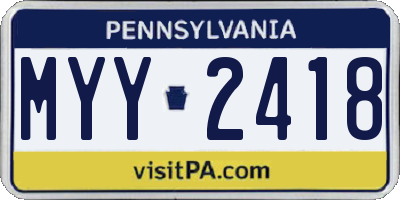 PA license plate MYY2418