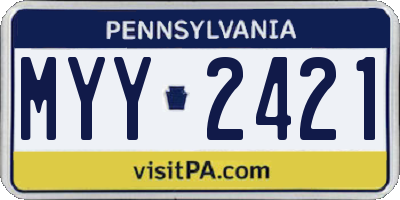 PA license plate MYY2421