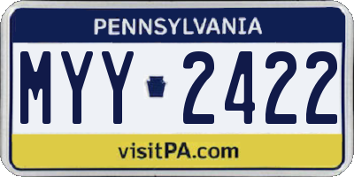 PA license plate MYY2422