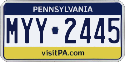 PA license plate MYY2445