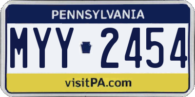 PA license plate MYY2454