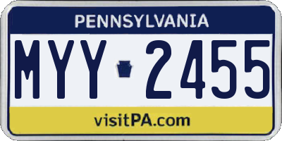 PA license plate MYY2455