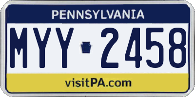 PA license plate MYY2458