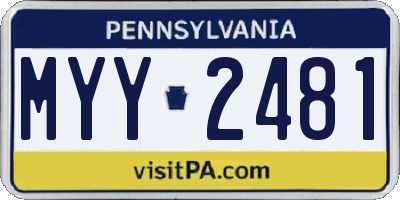 PA license plate MYY2481