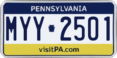 PA license plate MYY2501