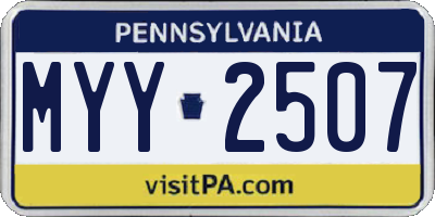 PA license plate MYY2507