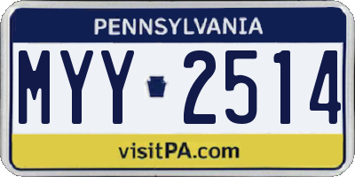 PA license plate MYY2514
