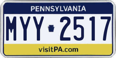 PA license plate MYY2517